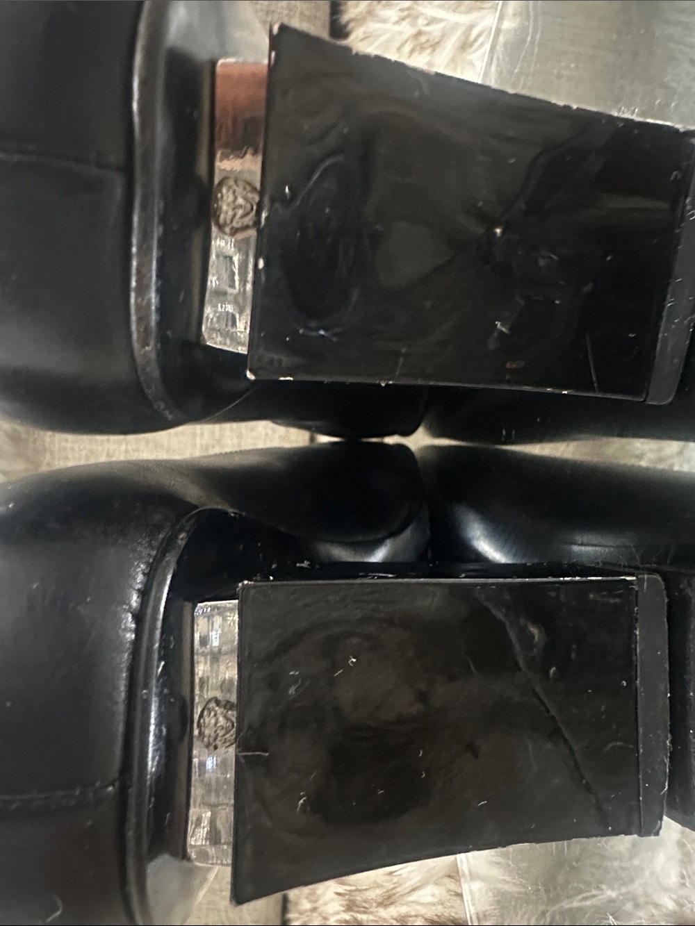 VERSACE Black Leather Square-Toe Loafers with Silver VERSACE Medusa Accent - Picture 4 of 8